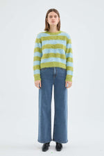 Load image into Gallery viewer, Fuzzy Striped Sweater in Blue/Green
