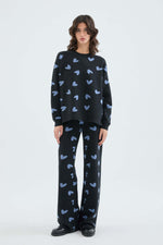 Load image into Gallery viewer, Knit Tunic Sweater in Blue Heart Print
