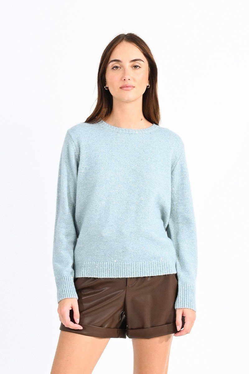 Shimmering Mesh Sweater in Ice