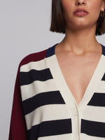Load image into Gallery viewer, Alina Cardigan in Bordeaux Stripe
