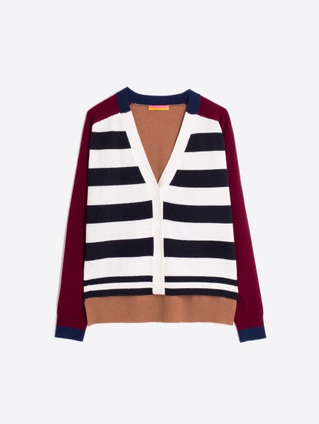 Alina Cardigan in Bordeaux Stripe