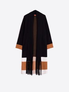 Fringes Cardigan in Black Colorblock
