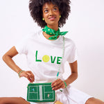 Load image into Gallery viewer, Leila Tennis Seed Bead Clutch With Strap
