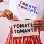 Load image into Gallery viewer, Leila Tomato Tomahto Seed Bead Clutch With Strap
