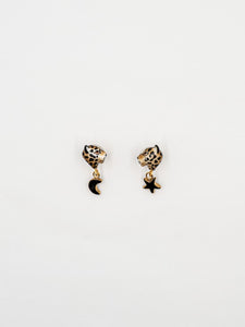 Leopard Star and Moon Stud Earrings