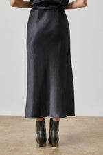 Load image into Gallery viewer, Lilla P Slub Woven Bias Skirt in Black view 2
