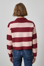 Load image into Gallery viewer, Lilla P Striped Polo Sweater in Port Stripe view 2
