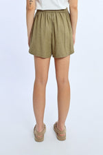 Load image into Gallery viewer, High Waisted Linen Shorts in Khaki
