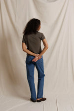 Load image into Gallery viewer, Lisa Recycled Cotton Tee Vintage Fitted Crew in Dark Olive
