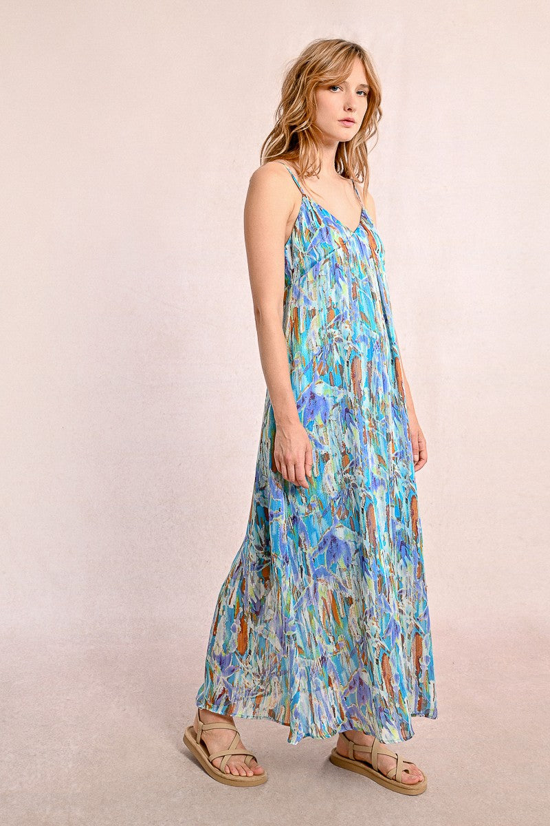 Tie Back Maxi Dress in Blue Edmee