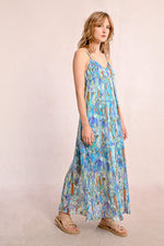 Load image into Gallery viewer, Tie Back Maxi Dress in Blue Edmee
