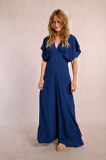 Load image into Gallery viewer, Flutter Sleeve Maxi Dress in Navy
