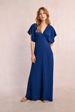Load image into Gallery viewer, Flutter Sleeve Maxi Dress in Navy

