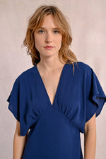 Load image into Gallery viewer, Flutter Sleeve Maxi Dress in Navy
