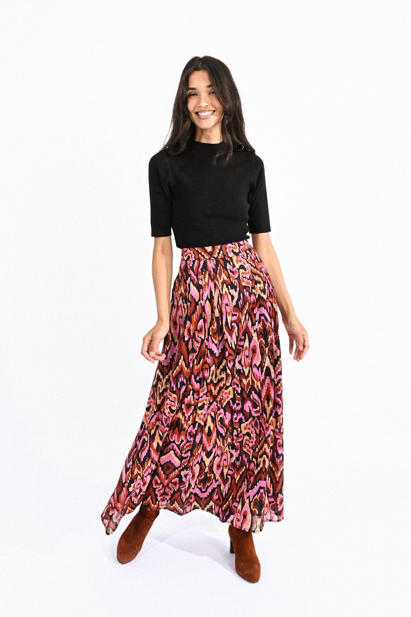 Aztec Print Maxi Skirt in Camel Gaia