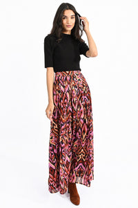 Aztec Print Maxi Skirt in Camel Gaia