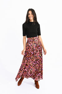 Aztec Print Maxi Skirt in Camel Gaia