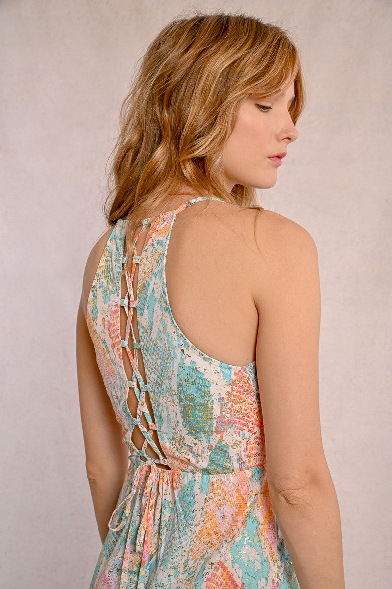 Faux Wrap Maxi Dress Turquoise Jazz