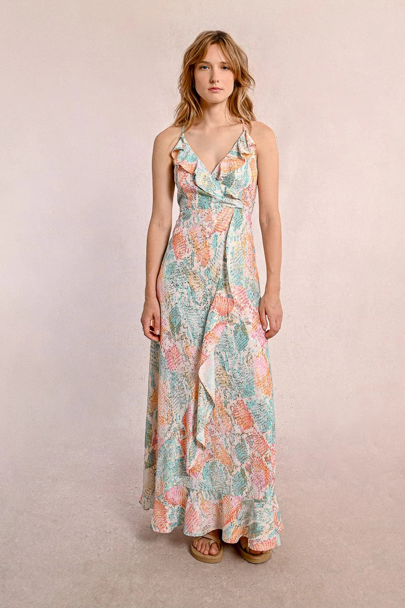 Faux Wrap Maxi Dress Turquoise Jazz
