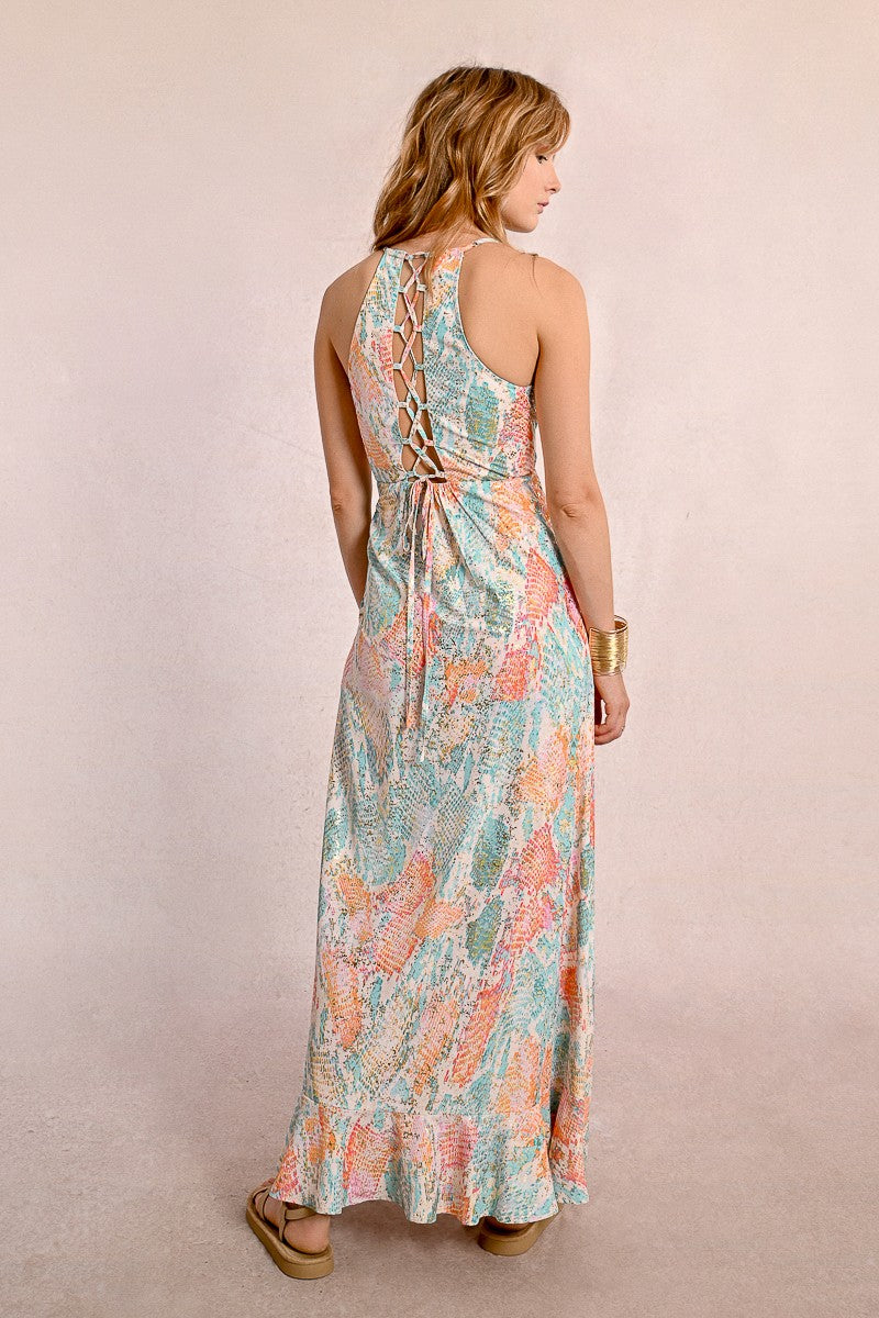 Faux Wrap Maxi Dress Turquoise Jazz