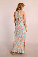 Load image into Gallery viewer, Faux Wrap Maxi Dress Turquoise Jazz

