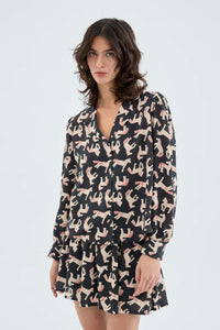 Horse Print Blouse in Black