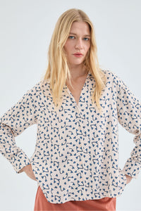 Heart Print Blouse in Cream