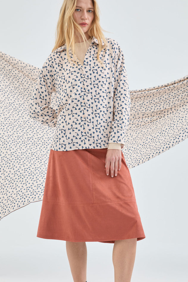 Heart Print Blouse in Cream