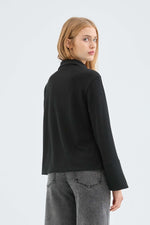 Load image into Gallery viewer, Lapel Collar Ribbed Knit Top in Black
