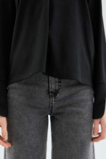 Load image into Gallery viewer, Lapel Collar Ribbed Knit Top in Black
