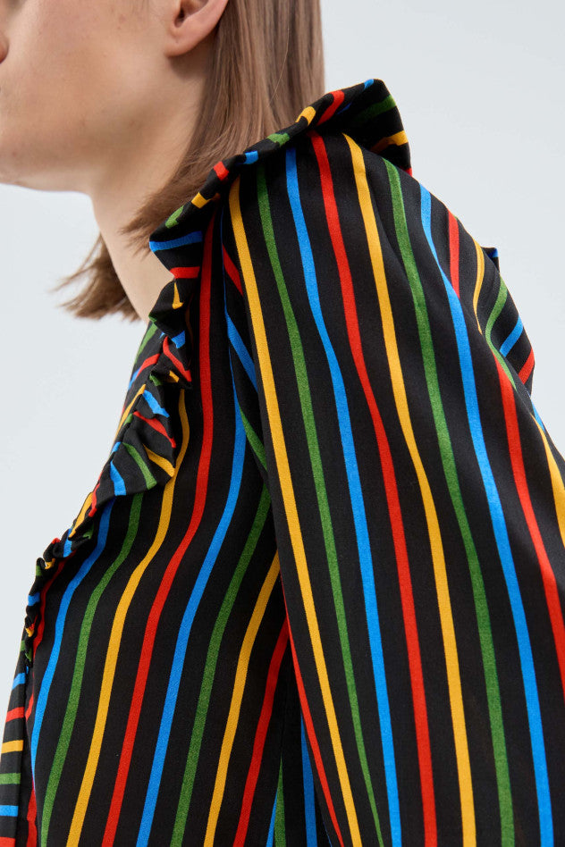 Striped Ruffled Blouse in Multi