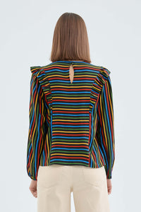 Striped Ruffled Blouse in Multi