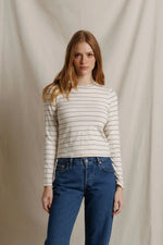 Load image into Gallery viewer, Lisa Long Sleeve Stripe Top in Natural/Black
