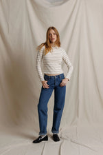 Load image into Gallery viewer, Lisa Long Sleeve Stripe Top in Natural/Black
