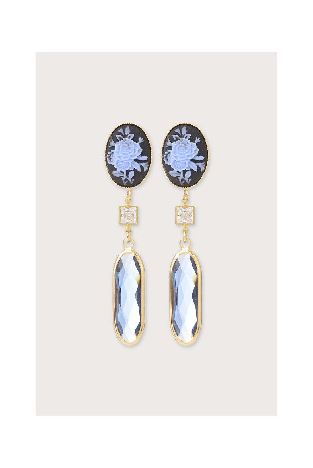Cameo Earrings in Blue
