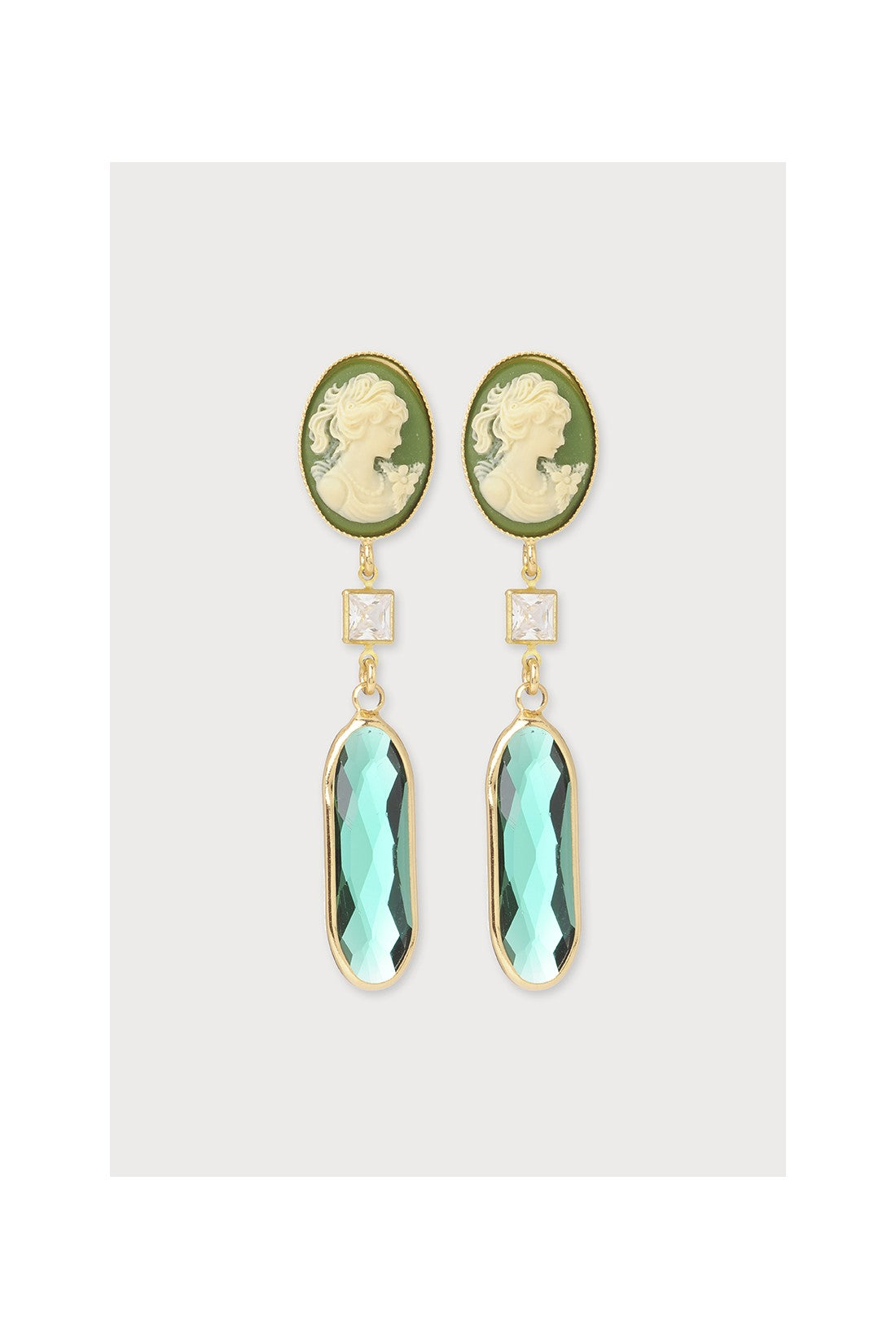 Cameo Earrings in Green