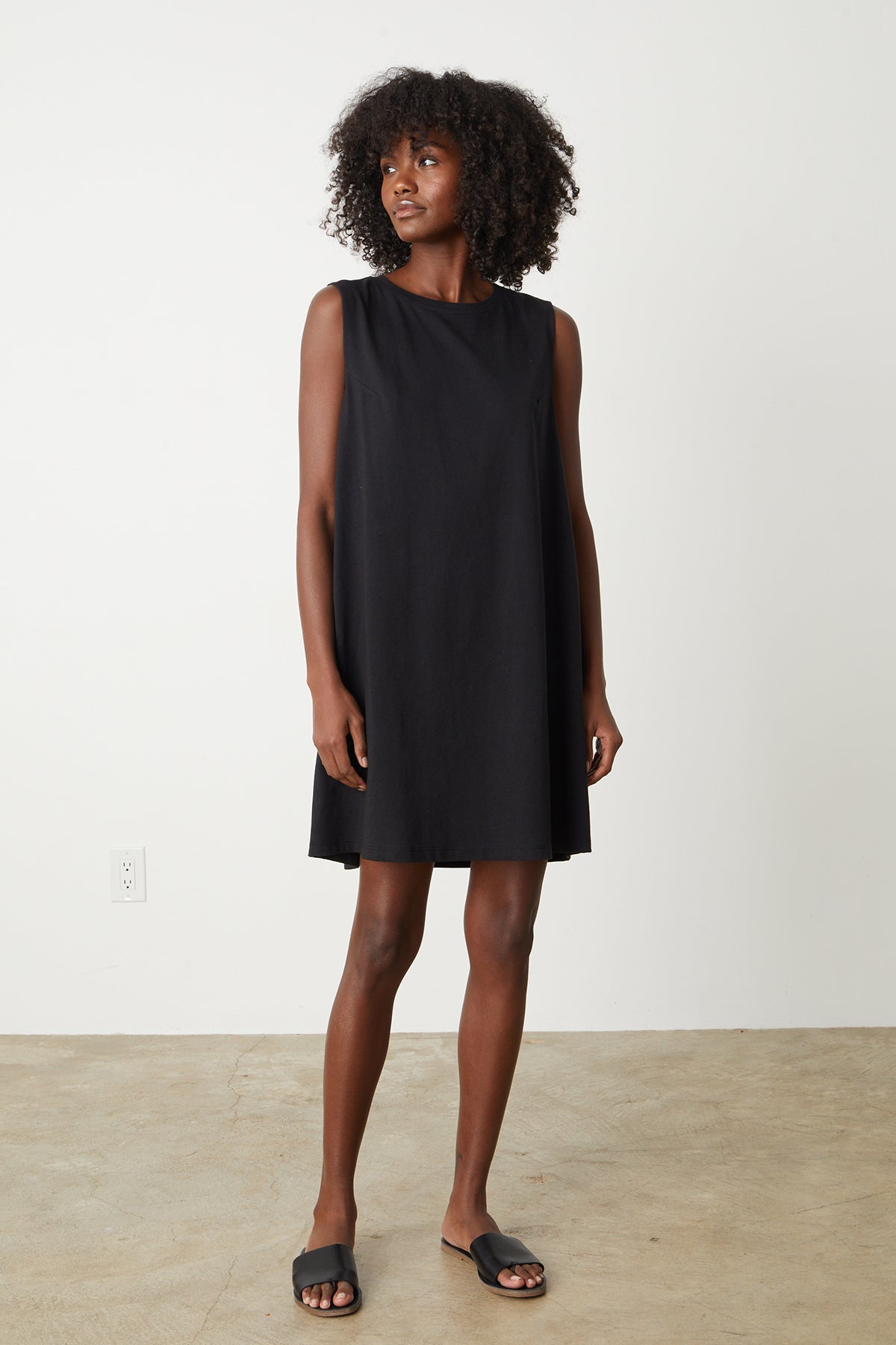 Laine Sleeveless Tank Dress in Black