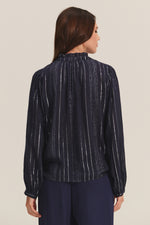 Load image into Gallery viewer, Cynthia Long Sleeve Boho Top in Navy

