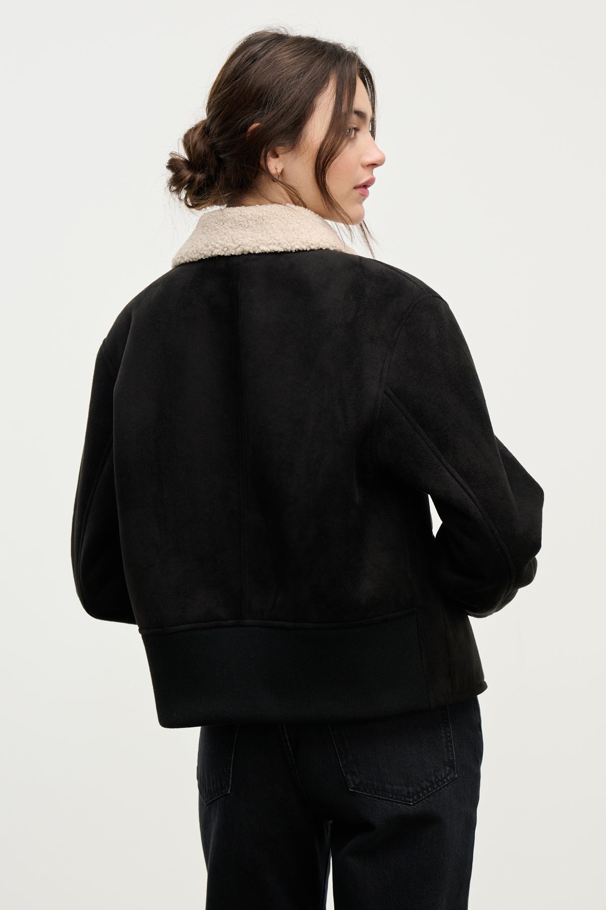 Juno Sherpa Jacket in Black/Cream
