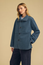 Load image into Gallery viewer, Shona Reversible Suede/Sherpa Jacket in Coal Dust
