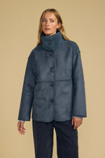 Load image into Gallery viewer, Shona Reversible Suede/Sherpa Jacket in Coal Dust
