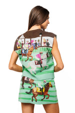 Load image into Gallery viewer, Derby Race Scene Knit Button Up Vest in Green

