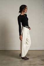 Load image into Gallery viewer, Maureen Lux Rib Crew Neck Cardigan in True Black
