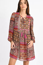 Load image into Gallery viewer, Livia Paisley Dress in Fuchsia
