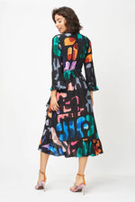 Load image into Gallery viewer, Midi Wrap Dress in Abstract
