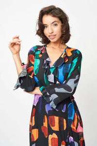 Midi Wrap Dress in Abstract