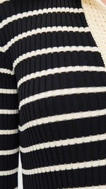 Load image into Gallery viewer, Striped Mixed Media Midi Dress in Black/Cream

