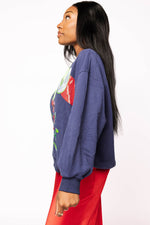 Load image into Gallery viewer, Grinch Mistletoe Hand Sweatshirt in Navy
