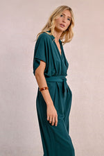 Load image into Gallery viewer, Collared Jumpsuit in Petrol Blue
