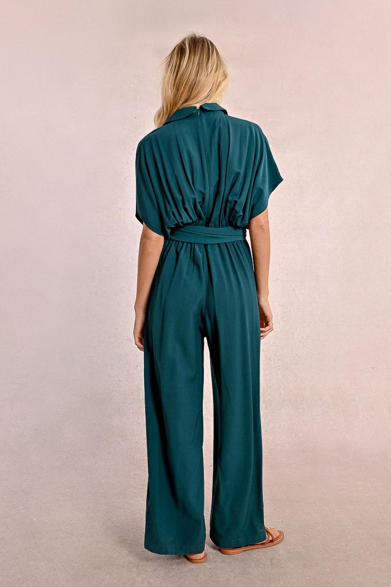 Collared Jumpsuit in Petrol Blue